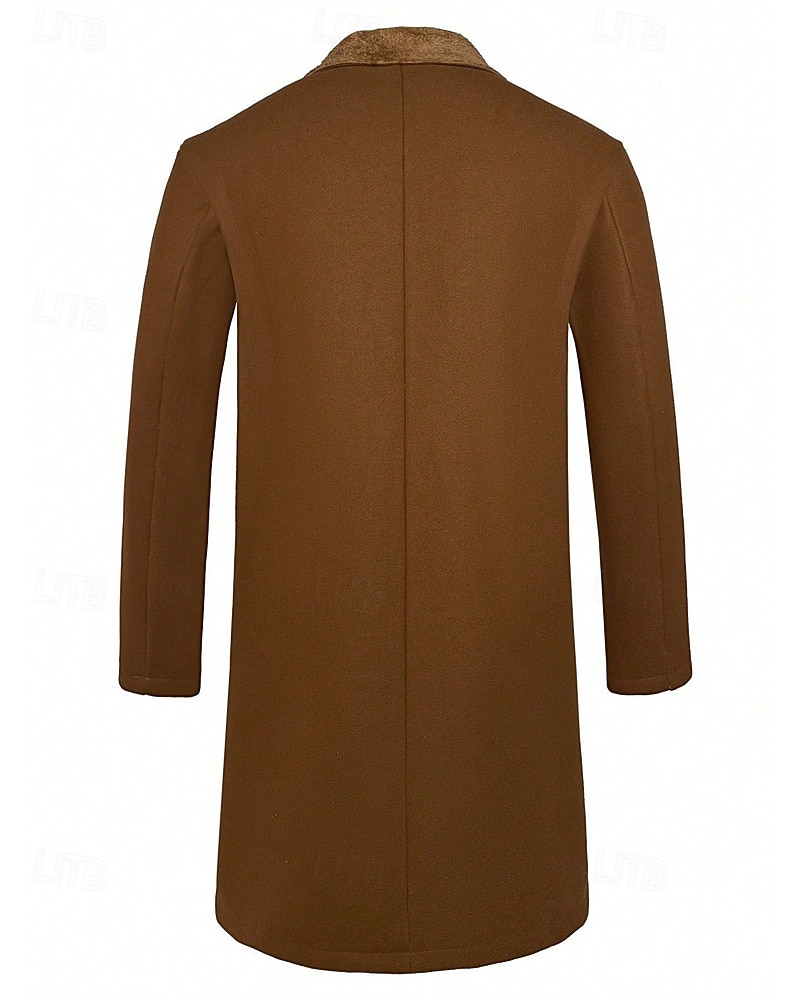Herr Fleece-jacka Peacoat Trenchcoat Semester Dagligen Höst Vinter Polyester Håller värmen Ytterkläder Kläder Mode Klassisk Slät Ficka Kavajslag Dubbelknäppt 2025 - $52.99 –P10