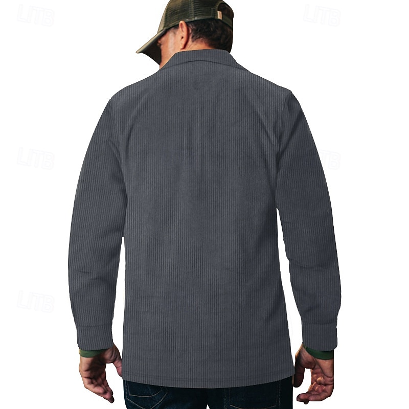 Per uomo Camicia Camicia casual Camicia da Spiaggia Camicia di Velluto a Coste Camicia con Bottoni Nero Verde militare Grigio Manica Lunga Semplice Bavero Vacanza Camicia hawaiana Tasca Abbigliamento del 2025 a $22.99 –P13