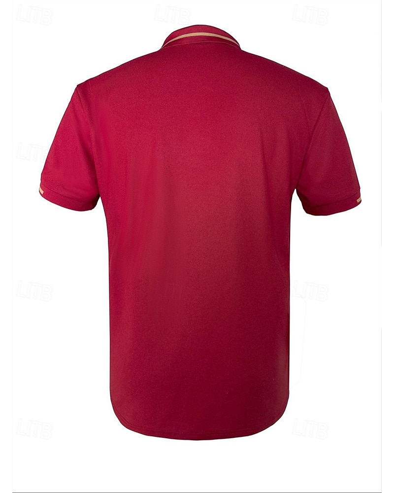 בגדי ריקוד גברים חולצת גולף חולצות פולו גולף עבודה קזו'אל דש שרוולים קצרים בסיסי מודרני אחיד כפתורים קיץ רגיל בורדו חולצת גולף 2025 - $16.49 –P3