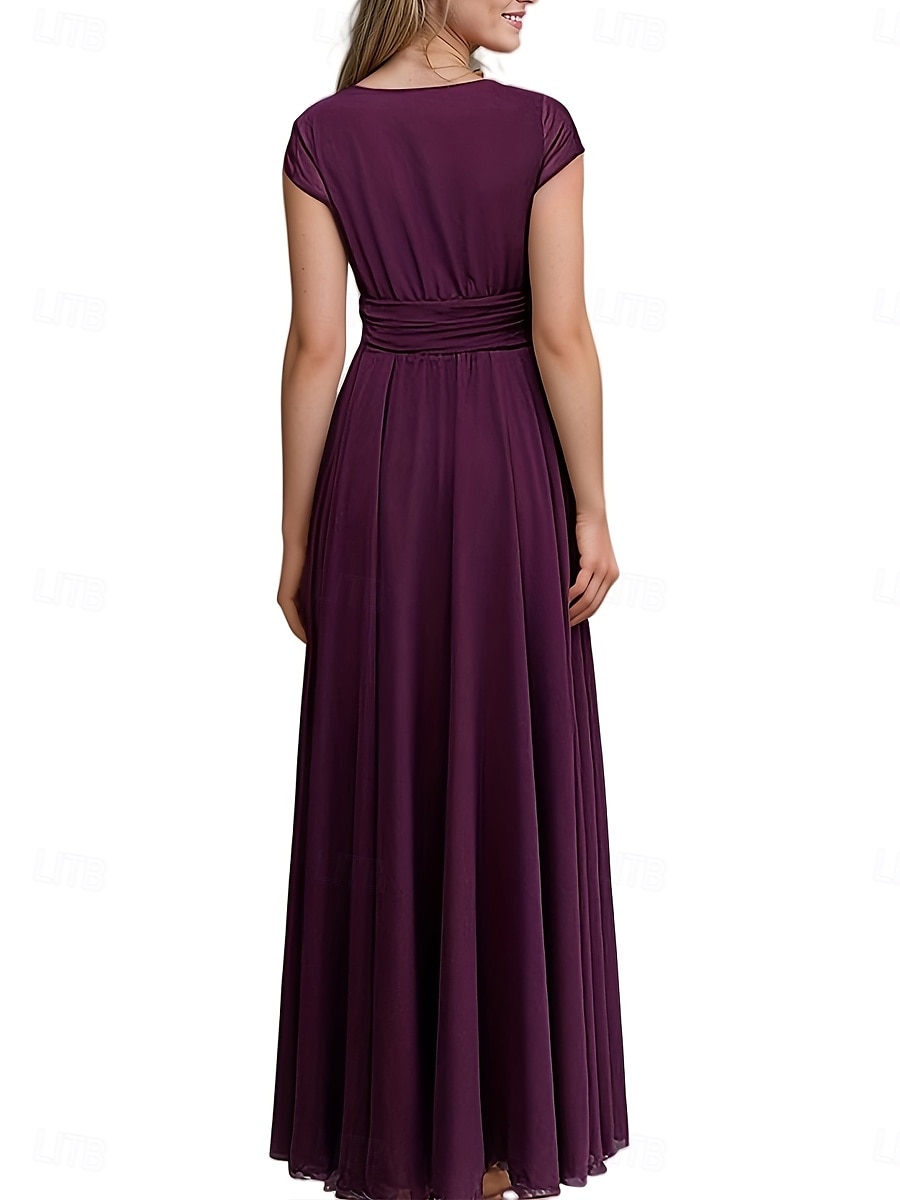 Women's Maxi long Dress Boho Wedding Guest Dress Elegant Stylish Regular Fit Plain Short Sleeve V Neck Black White Yellow Light Green Summer Spring 2025 - $26.99 –P10