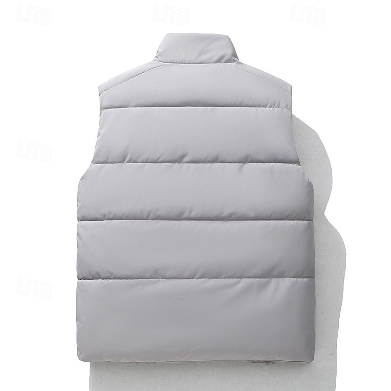 Homme Gilet matelassé Gilet Vacances Quotidien Date Mode Occasionnel Hiver Avec Poches Polyester Chaud Confortable Couleur Unie Fermeture éclair Col montant Coupe régulière Noir Gris Gilet de 2026 ? $38.99 –P2