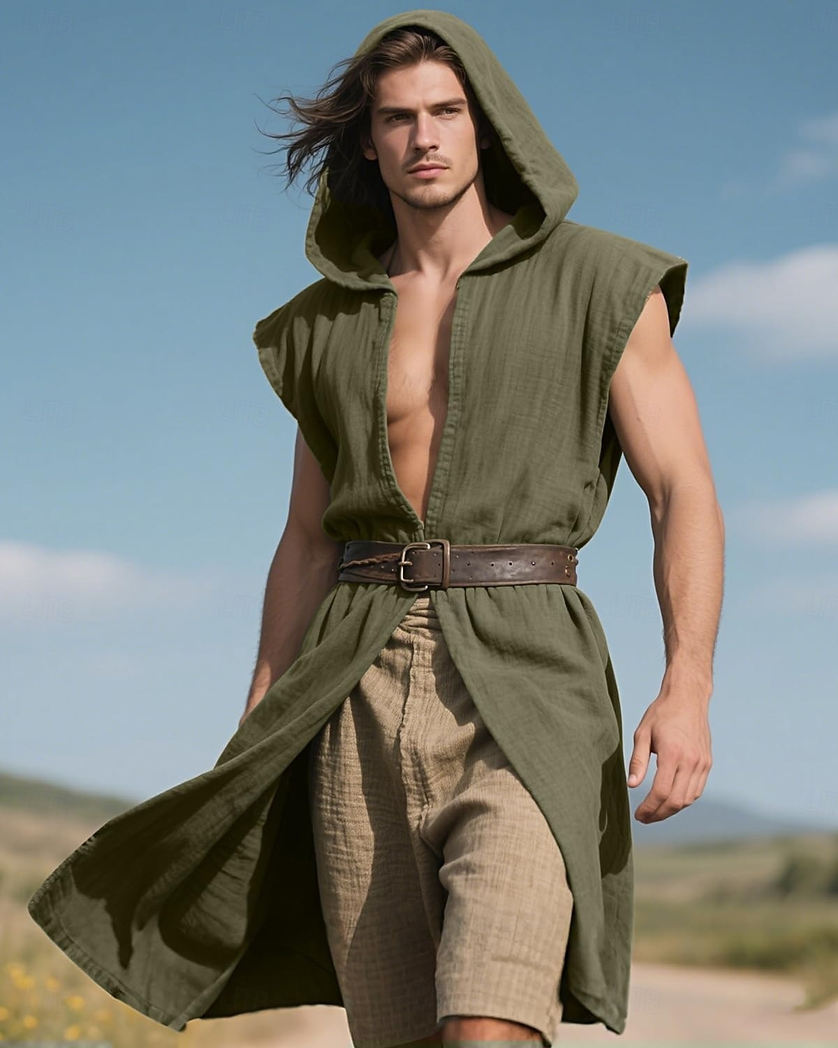 Retro Vintage Mittelalterlich Renaissance Weste Tunika Krieger Wikinger Kostüm Herren Vikinger Halloween Karneval Leistung Party LARP Erwachsene Gürtel Ganzjahres 2025 - $27.99 –P5