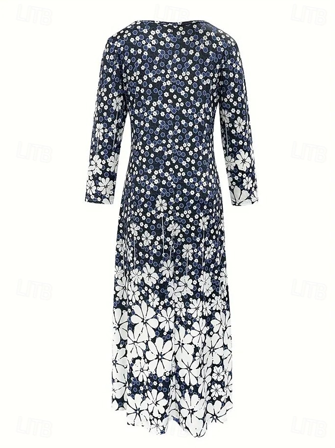 Női Maxiruha Pólóruha A vonalú ruha Szabadság Alkalmi Boho Randi Normál Virágos Paisley Hosszú ujj V-alakú Királykék Sötétkék Ősz Tél 2025 - $38.99 –P6