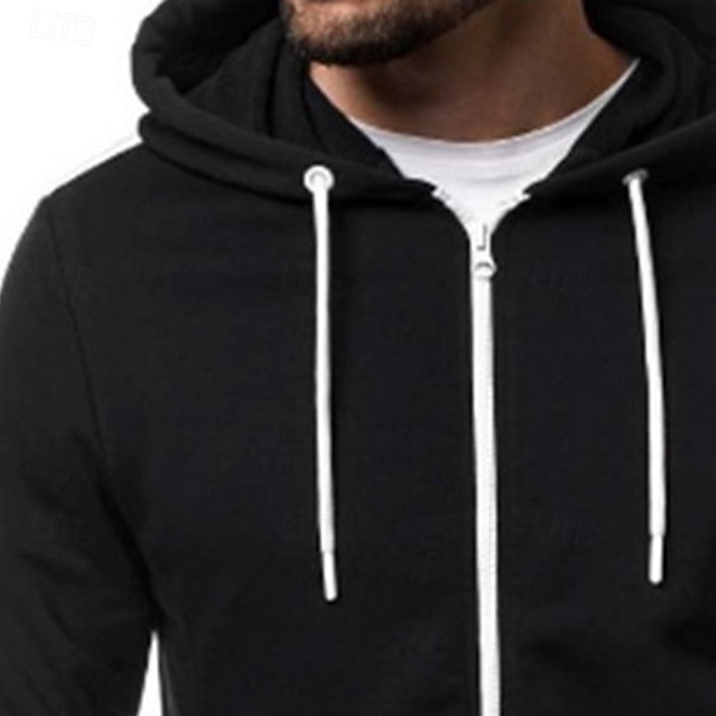 Herren Kapuzensweatshirt Vollreißverschluss-Kapuzensweatshirt Weinrot Schwarz Königsblau Hellgrau Dunkelgray Mit Kapuze Einfach Patchwork Farbblock Sport & Outdoor Lässig Täglich Streetwear Cool 2026 - $18.49 –P7
