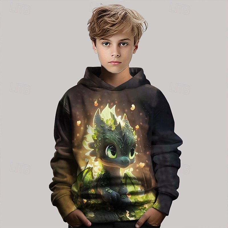 Pojkar 3D Drake Huvtröja Långärmad Vår Höst Mode Streetwear Barn 4-12 år Huva Utomhus Ledigt Dagligen Normal 2025 - $18.99 –P2