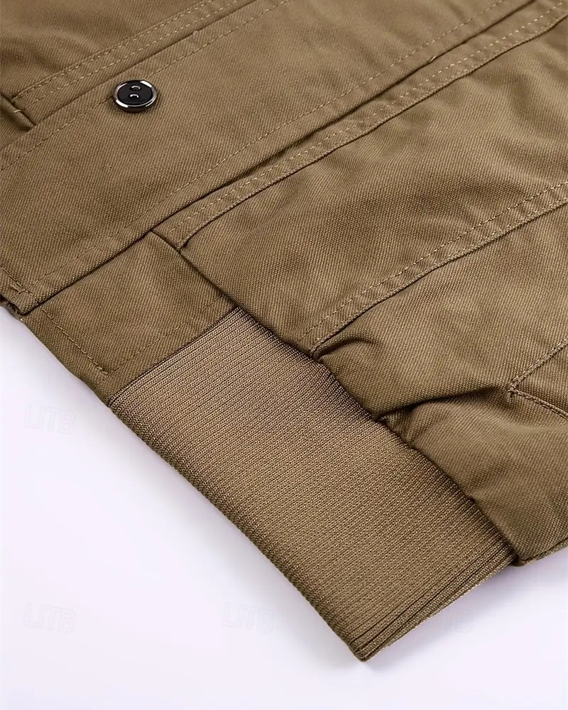 Miesten Utility takki Cargo takki Loma Päivittäin Pidä lämpimänä Tasku Syksy Talvi Tavallinen Muoti Klassinen Kauluskäänne Normaali Musta Khaki Armeijan vihreä Jackets 2026 - $44.99 –P4