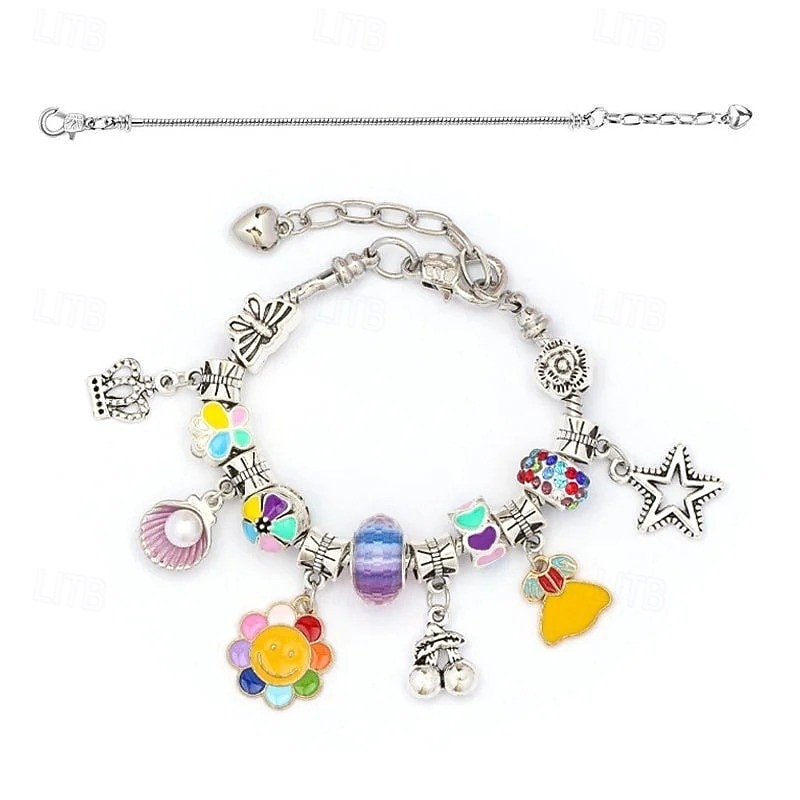 Conjunto de pulseiras de cristal faça você mesmo para crianças, kit para fazer joias com miçangas, design de desenho animado rosa, pulseira com pingentes artesanais, acessórios com caixa de presente de 2025 por $19.99 –P5