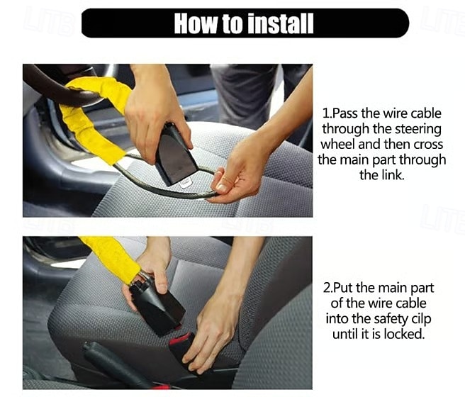 autó kormányzár biztonsági övzár lopásgátló eszköz állítható lopásgátló biztonsági rúd acélkábellel behúzható autóbiztonsági zár a jármű védelmére 2026 - $23.99 –P2