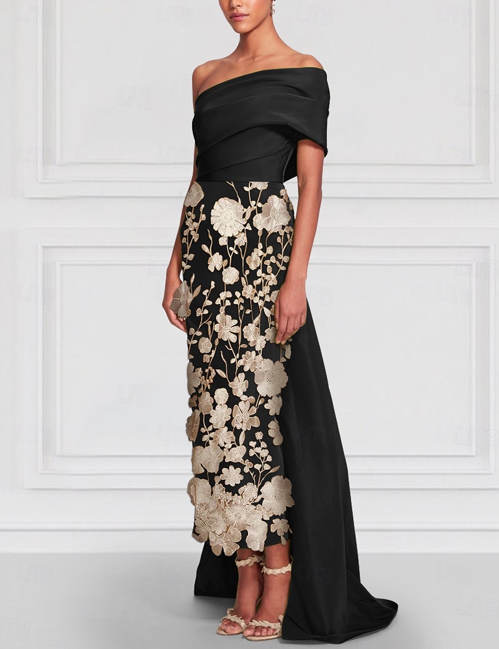 Sheath Column Tea Length Cocktail Dresses Evening Gown Ball Gown with Overskirt Formal Dress Elegant Sleeveless Off Shoulder Garden Party Wedding Satin with Bow(s) Embroidery 2026 - $195.99 –P8