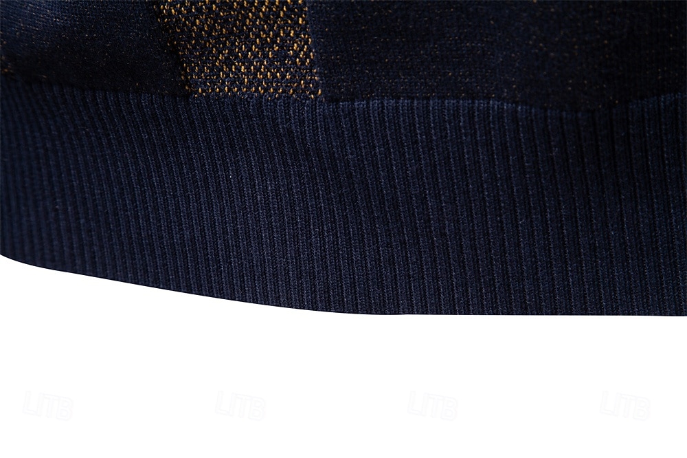 Men's Pullover Knit Regular Tops Check Pattern Crew Neck Cool Pullover School Vacation Clothing Apparel Spring Fall Dark Navy Purple S M L 2026 - $53.99 –P17