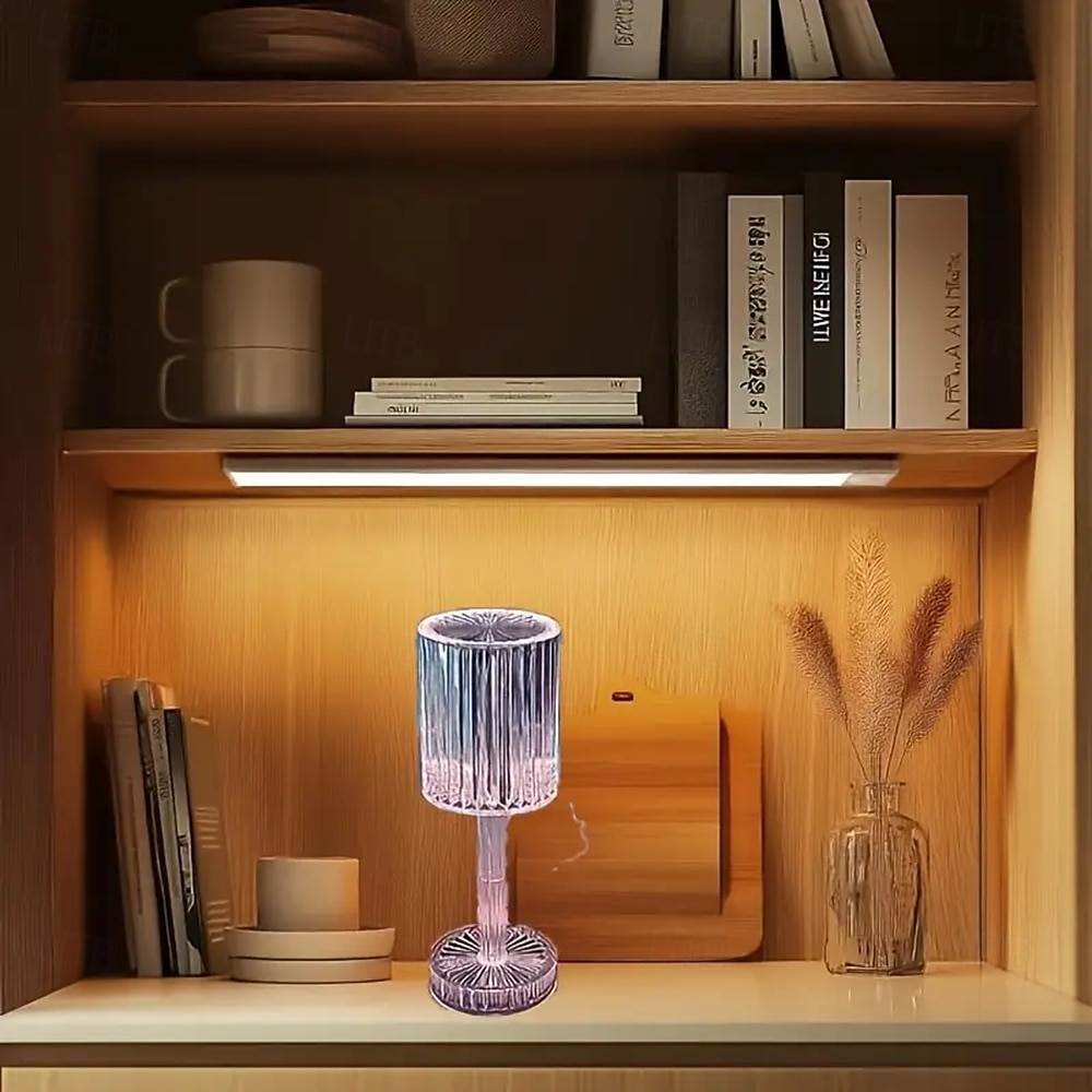 elegante abajur de cabeceira com toque de cristal - luz LED ajustável com bateria recarregável e carregamento USB, decoração de interiores, luminária de mesa moderna, luminária de mesa decorativa, luz de 2025 por $14.99 –P1