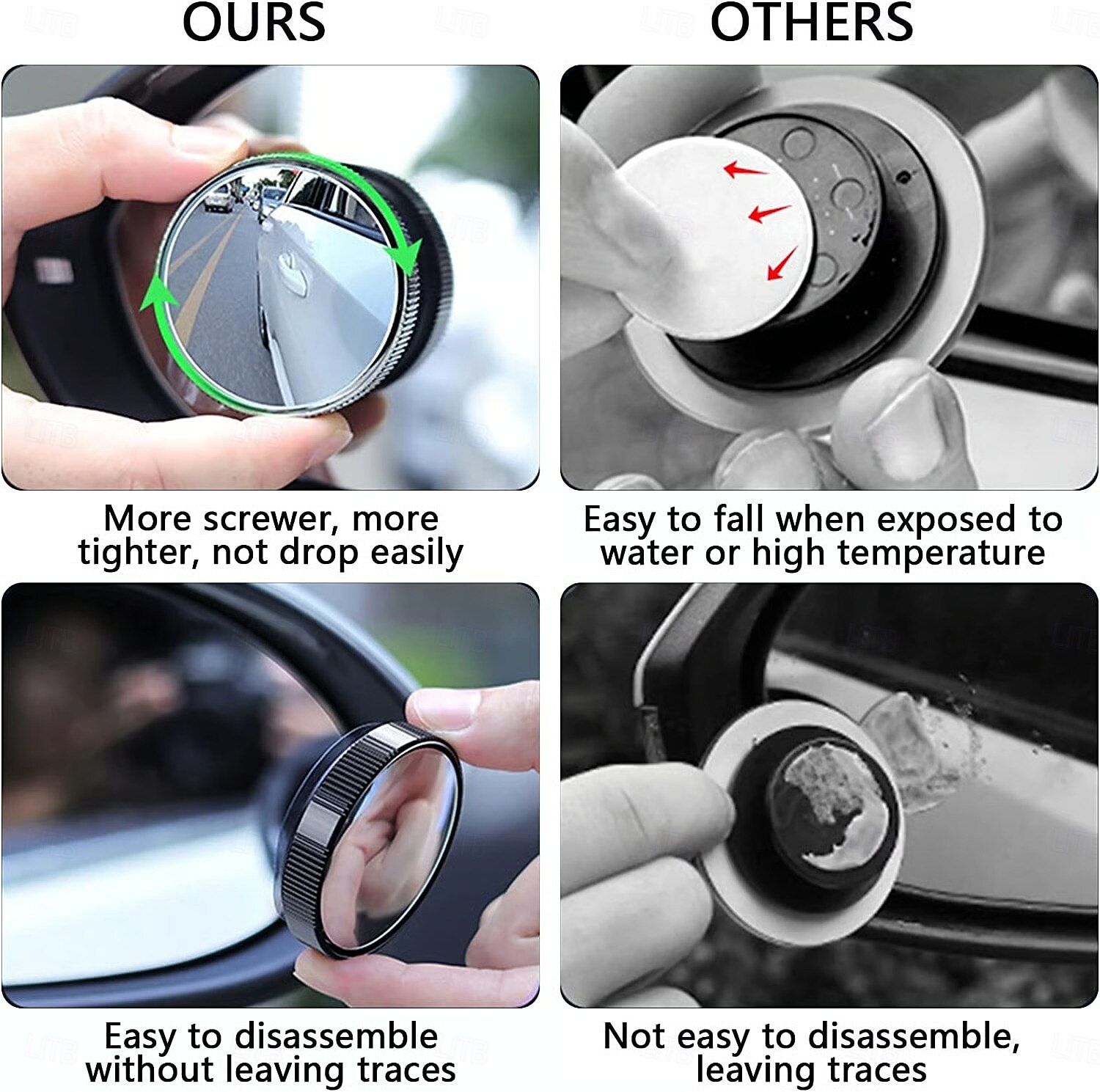 Espejo retrovisor para punto ciego de coche, 2 unidades, ajustable a 360 grados, gran angular, con ventosa, universal, redondo, auxiliar, para conducción, seguridad y estacionamiento. 2025 - $6.99 –P6