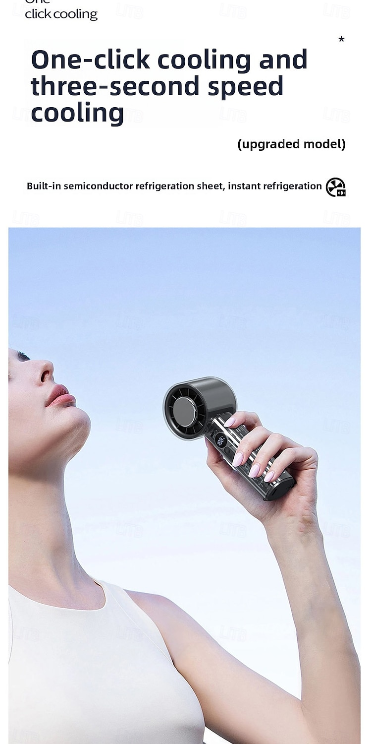 Bærbar håndholdt vifte - 100-trinns turbokjølende USB-oppladbar mini-personlig vifte for reisecamping &utendørs bruk 2025 - $19.99 –P3