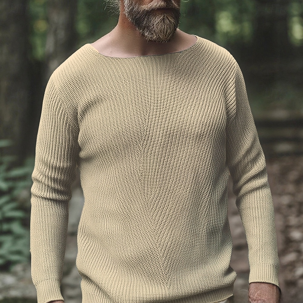 Herren Pullover Lässiger Pullover Strickpullover Gerippt Stricken Tunika Gestrickt Einfach Rundhalsausschnitt Mode Lässig Urlaub Alltagskleidung Bekleidung Herbst Winter Schwarz Weiß S M L 2026 - $37.99 –P5