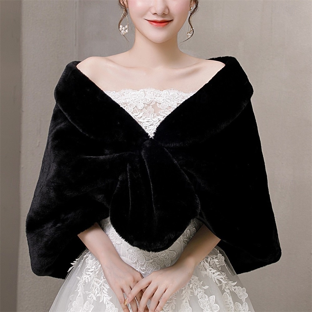 Kunstfell-Schal, Wickelstola, Shrug, Winter, Braut, Hochzeit, Schal, Wickeltuch, Abendparty, Cover-up für Frauen 2025 - $72.99 –P8