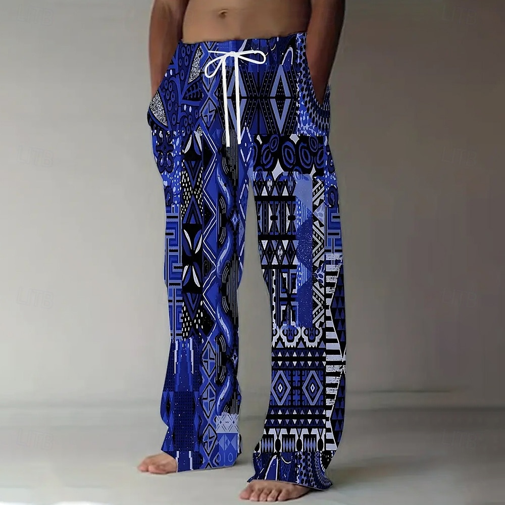Per uomo Geometrico Etico / africano Pantaloni Pantaloni casual Pantaloni Larghi Misura del girovita medio Vintage Retrò All'aperto Vacanza Coulisse elastica in vita Pantaloni tipo lino con tasche del 2026 a $27.99 –P5