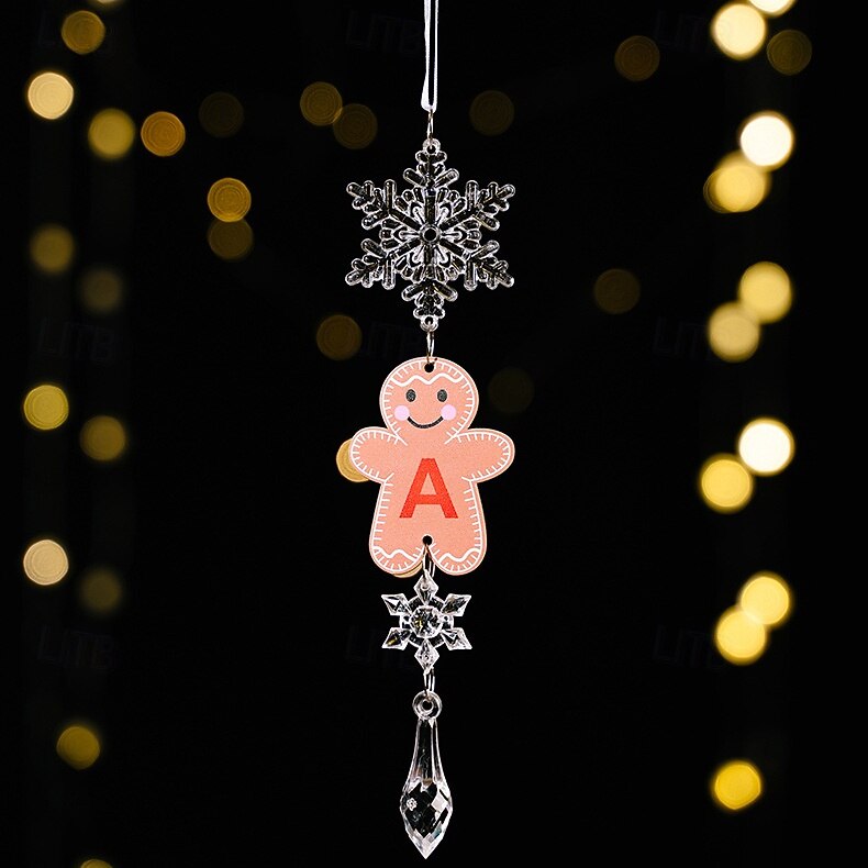 1 stk. juleoppheng i akryl, gjennomsiktig hengende, kreativ pepperkakemann-bokstav DIY-anheng, juletrepynt 2025 - $6.49 –P1