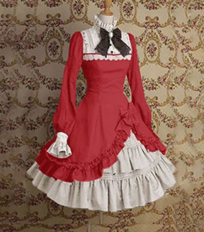 Retro Vintage Gothic Lolita Rococo Dress Trumpet Sleeve Movie / TV Theme Costumes Lace Bow Fancy Dress Women's Girls' Party Masquerade Party & Evening Adults' Dress 2025 - $45.99 –P5