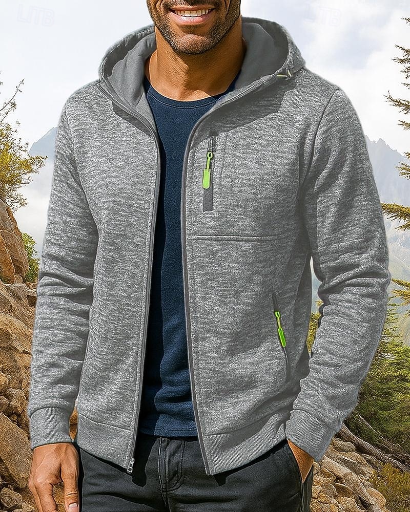 Men's Hiking Jacket Sport Jacket Outdoor Thermal Hiking Outfits Hiking Clothes Winter Autumn / Fall Top Camping / Hiking / Caving Running Solid Color Dark Grey Black Army Green 2026 - $25.99 –P6