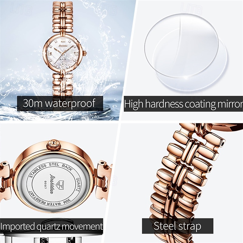Nové módní a trendy dámské hodinky Golden Shield jsou importovaný stroj s diamanty zdobeným kalendářem, retro tenký model s malým ciferníkem, vodotěsné, ležérní a sportovní, dámské, obchodní. 2025 - $61.99 –P1