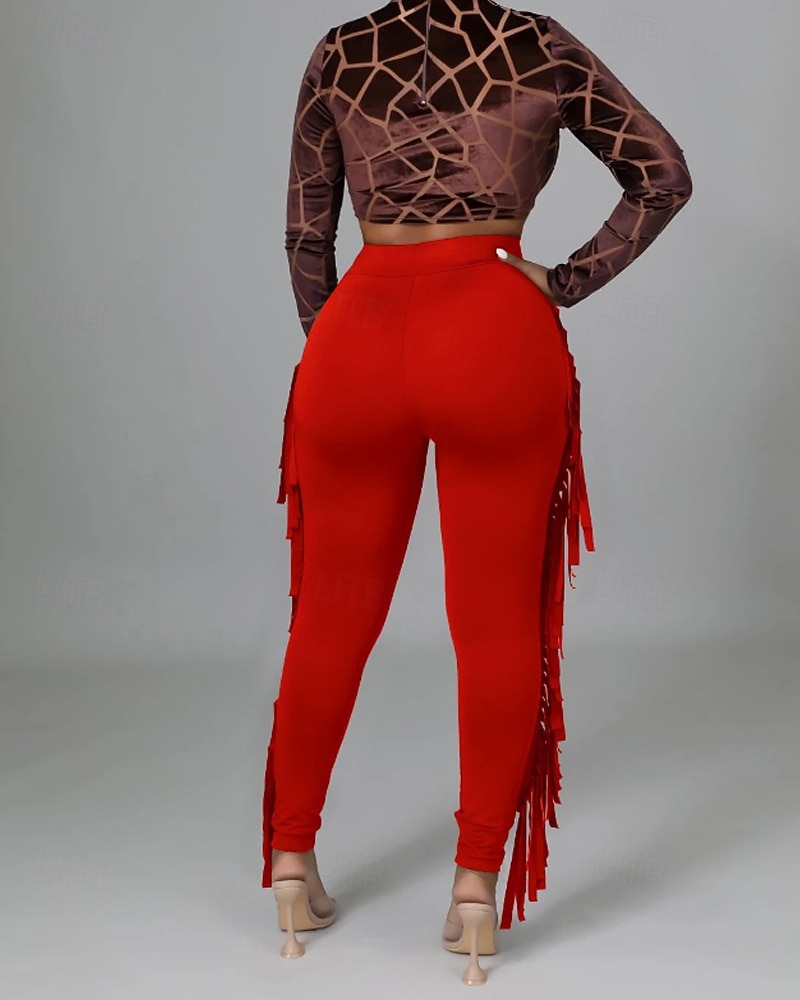 Naisten Housut Sukkahousut Mukavat leggingsit Katutyyli Vapaa-aika Täyspitkä Luonnollinen Tavallinen Tupsu Joustava vyötärö Mukava Pyhäpäivä Arki-asut Viikonloppu purppura Musta Valkoinen Armeijan 2025 - $24.99 –P9