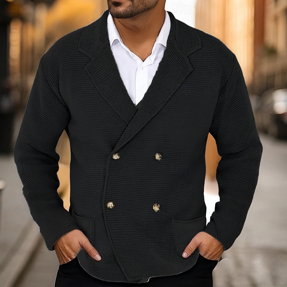 Herren Strickjacke Kurzer Pullover Strickpullover Gerippt Kurz gestrickt Stricken Normale Oberteile Tasche Einfarbig Hemdkragen Mode Klassisch Urlaub Alltagskleidung Bekleidung Herbst Winter 2025 - $37.99 –P4