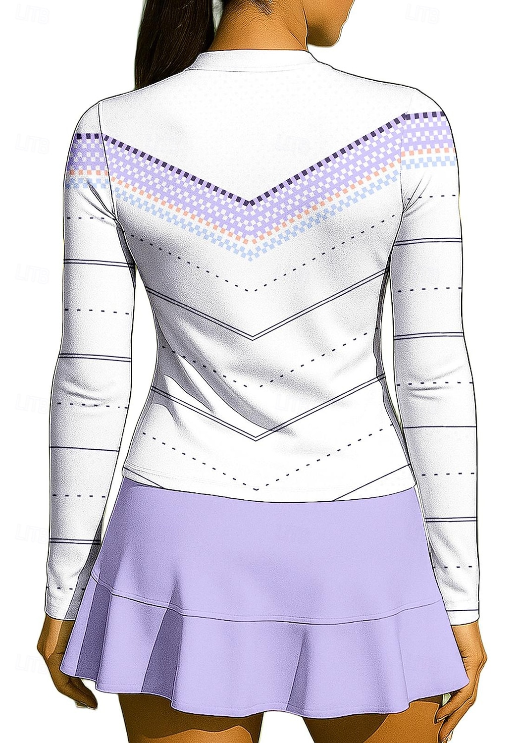 Naisten Geometrinen Urheilupaita Tennispaita Pitkähihainen Vetoketju Kukka-aihe UPF50+ UV-vastustuskykyinen Erittäin elastinen Kosteuden siirtävä Hengittävä Lentopallo Tennis Golf poolokaulus 2026 - $20.99 –P2