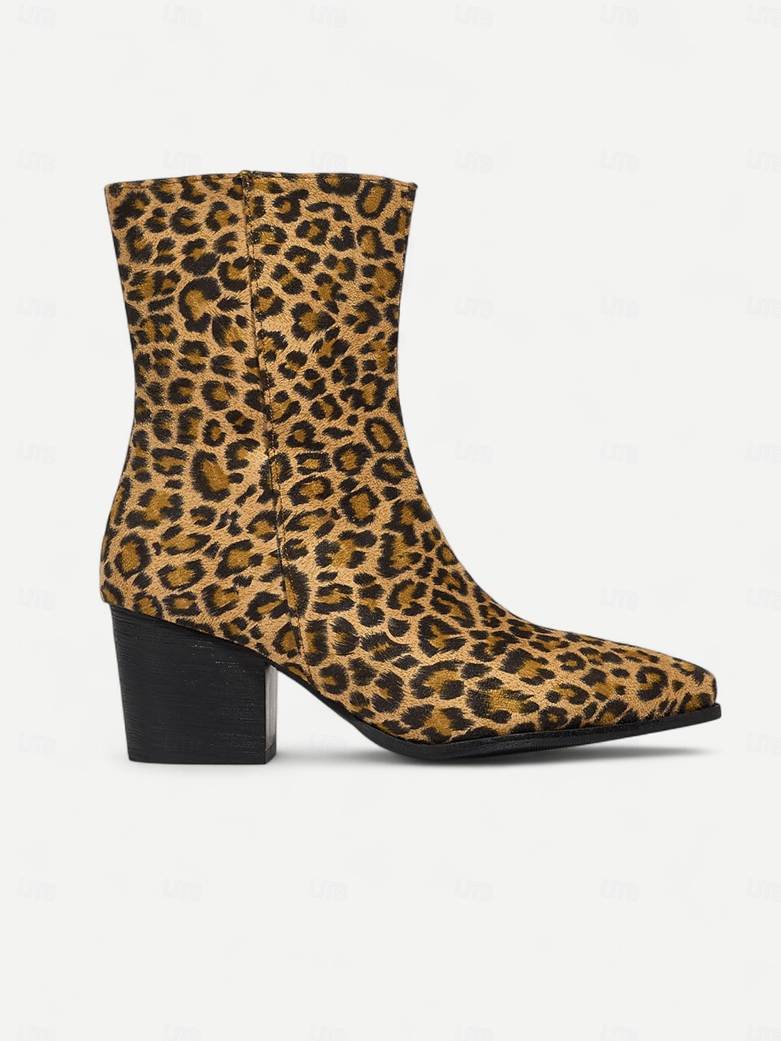 Botines de ante con tacón cuadrado para mujer: botas cortas