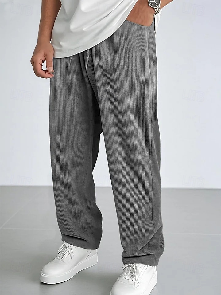 Per uomo Pantaloni da tuta Pantaloni Pantaloni in velluto a coste Pantaloni casual Coulisse Elastico in vita Gamba Dritta Tinta unica Semplice Traspirante Lunghezza intera Casuale Quotidiano Uscire del 2026 a $25.99 –P1