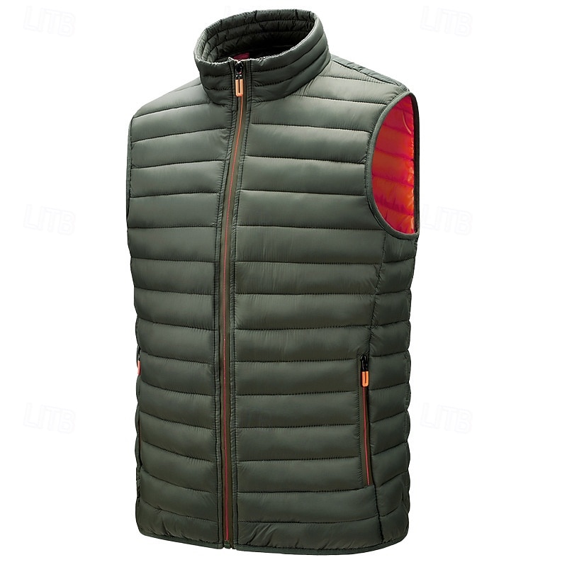 Herren Steppweste Weste Gilet Urlaub Täglich Date Mode Lässig Winter Tasche Polyester Warm Bequem Einfarbig Reisverschluss Stehkragen Normale Passform Schwarz Wein Armeegrün Dunkelblau Weste 2026 - $43.99 –P3
