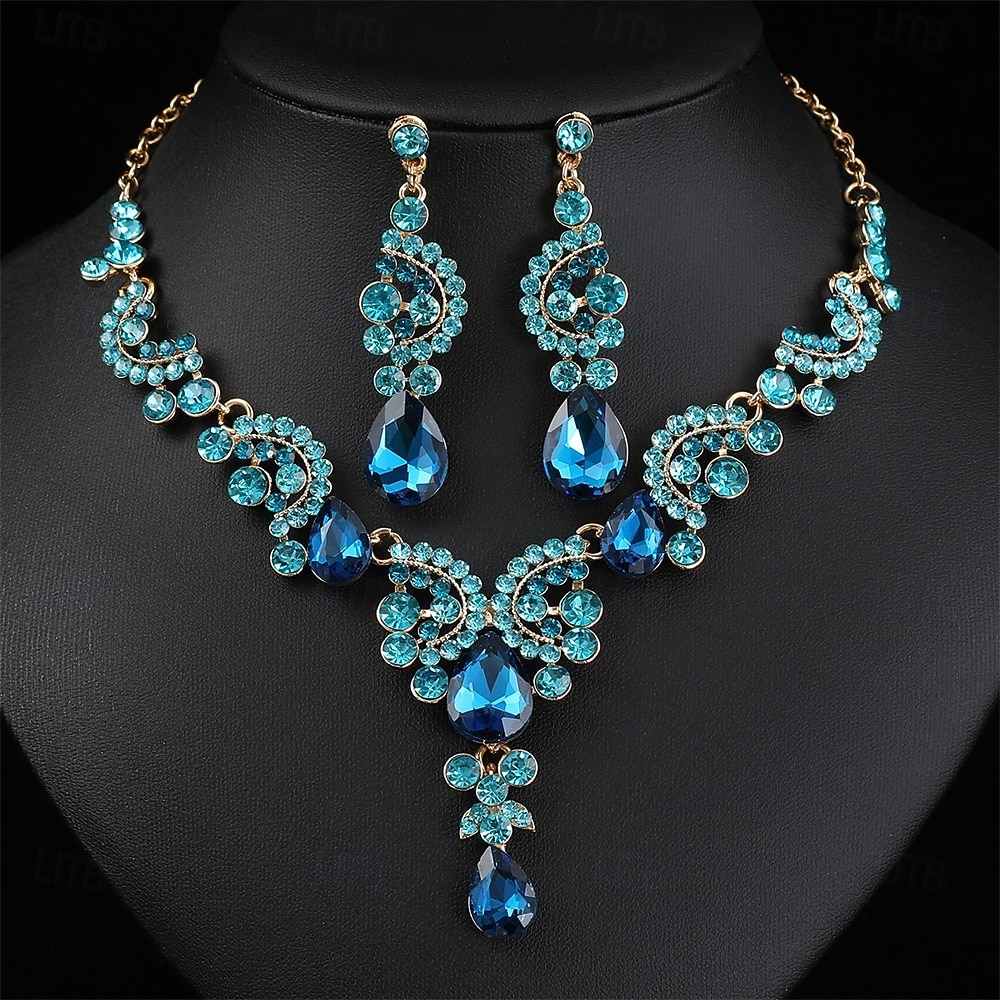 Parure de bijoux 2 Chrome 1 Collier Boucles d'oreilles Femmes Élégant ancien Mode Le style rétro Classique Parure de Bijoux Pour Mariage Soirée robe demoiselle d honneur de 2025 ? $19.99 –P8