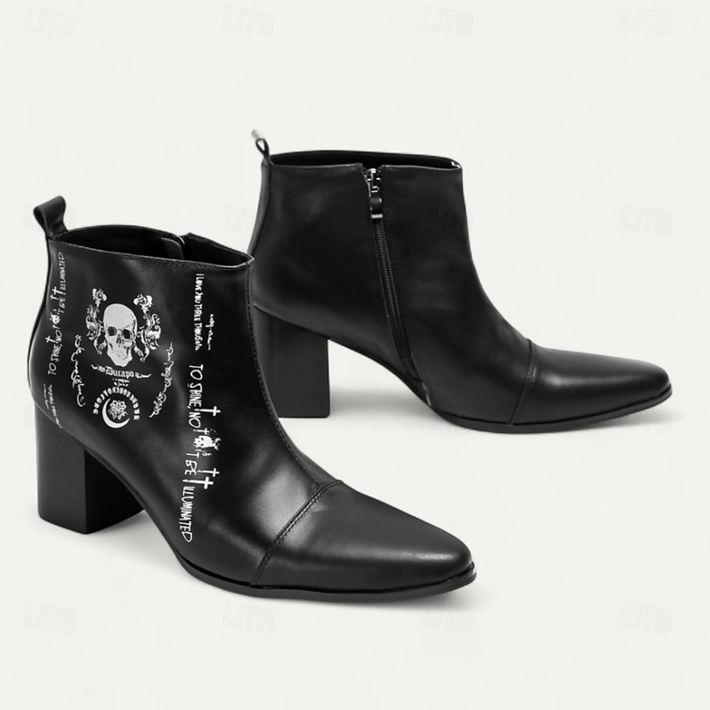 Pánské Boty Motorkářské boty Retro Halloween Chůze Kůže Italská celozrnná hovězí kůže Pohodlné Protiskluzové Teplý Kotníčkové Povaleč Černá Podzim Zima 2025 - $149.99 –P5
