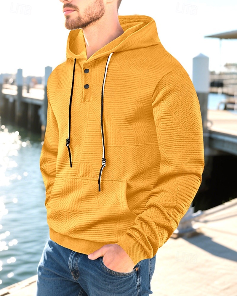 Homens Moletom Moletom com capuz Preto Branco Amarelo Azul Marinha Café Com Capuz Tecido Jacquard Com Cordão Bolsos Estriado Desportos e Ar livre Diário Feriado Poliéster Roupa de rua Básico Casual de 2025 por $23.99 –P20