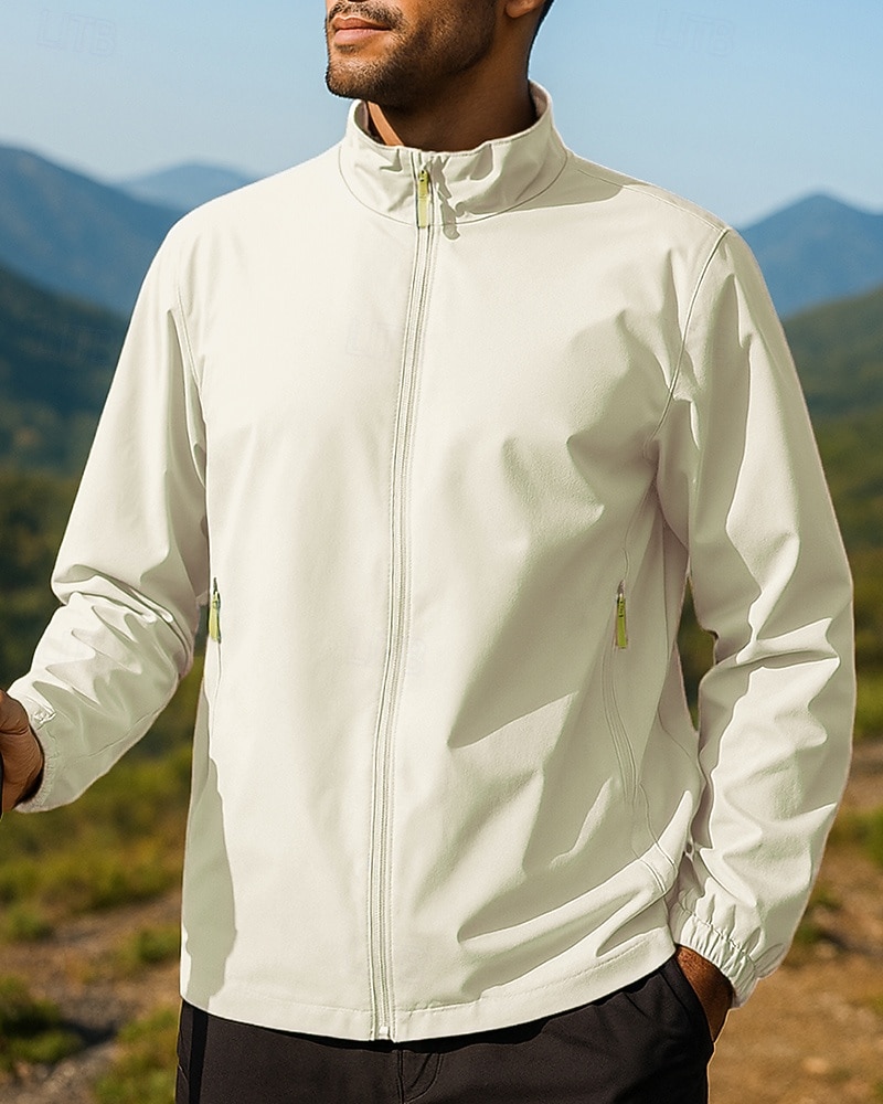 Herre Vindtett jakke Softshell jakke Turjakke Utendørs Vanntett Vindtett Turantrekk Turklær Vår Høst Topper Camping / fotturer / grotting Løp Svart Hvit Gul 2026 - $31.99 –P5