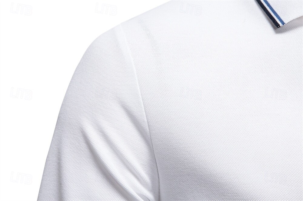 Hombre Polo Trabajo Negocio Cuello Vuelto Manga Larga Ocio Cómodo Plano Bloque de Color Puro Todas las Temporadas Ajuste regular Rojo rubí Negro Blanco Azul Marino Oscuro Gris claro Verde Ejército 2026 - $22.99 –P35