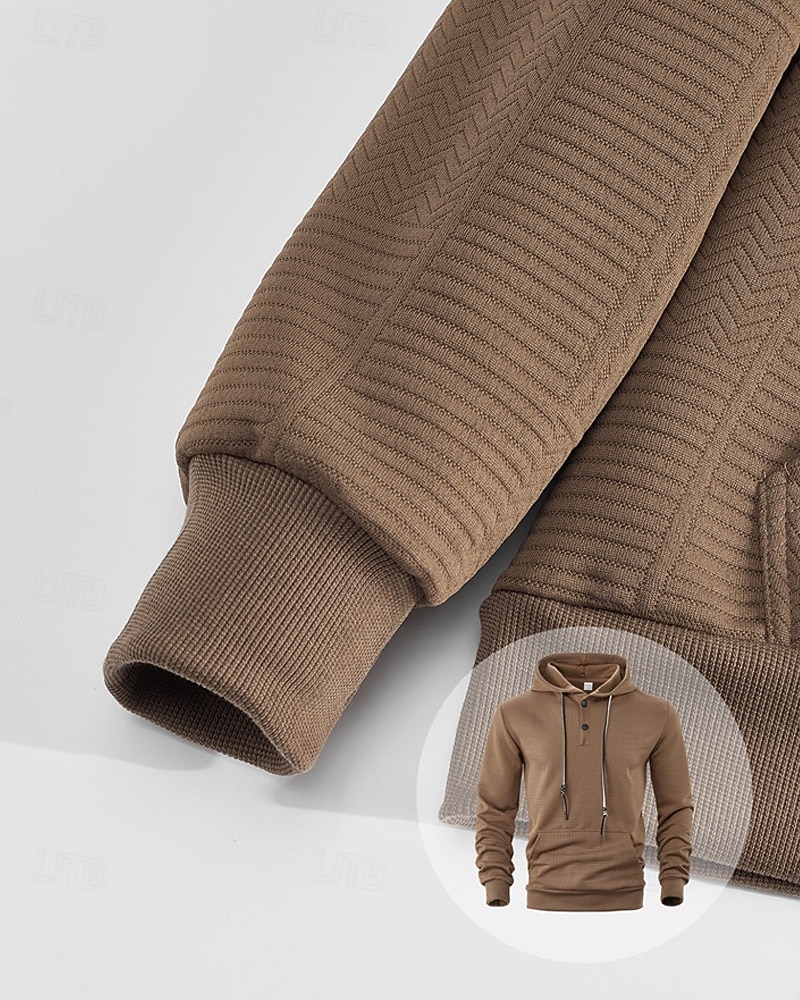 Homens Moletom Moletom com capuz Preto Branco Amarelo Azul Marinha Café Com Capuz Tecido Jacquard Com Cordão Bolsos Estriado Desportos e Ar livre Diário Feriado Poliéster Roupa de rua Básico Casual de 2025 por $23.99 –P5