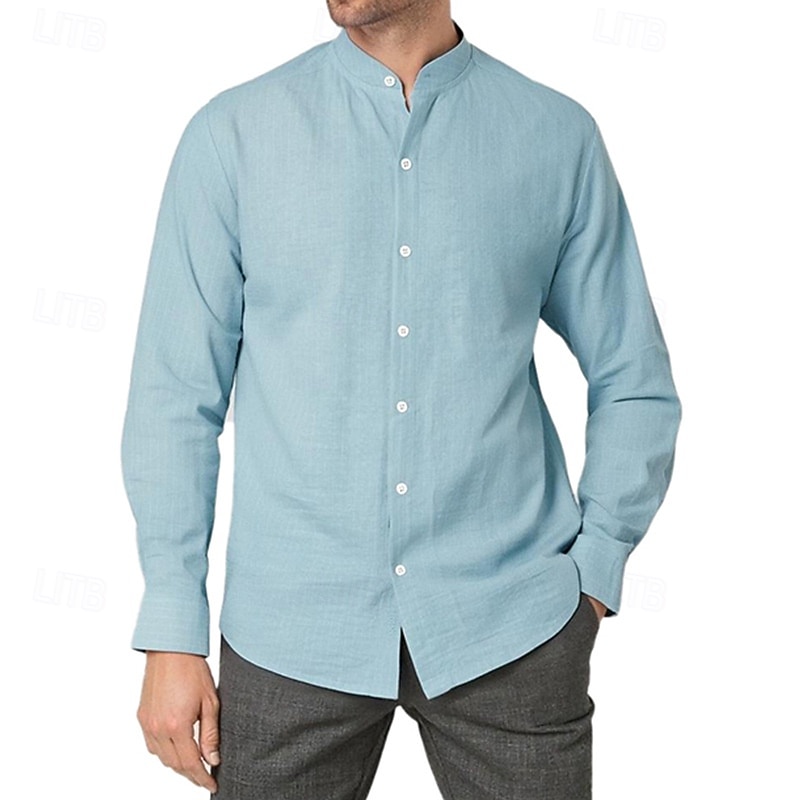 Per uomo Camicia Camicia Estiva Camicia casual Camicia da Spiaggia Camicia con Bottoni Nero Bianco Kaki Azzurro Manica Lunga A righe Colletto alla coreana Vacanza Camicia hawaiana Abbigliamento del 2025 a $28.99 –P8