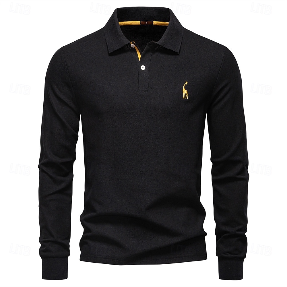 Herre Polo Arbeid Virksomhet Aftæpning Langermet Fritid Bekvem عادي Broderi Fargeblokk Alle årstider Normal Svart Hvit Mørk Marineblå Militærgrønn Lyseblå Polo 2026 - $21.99 –P14