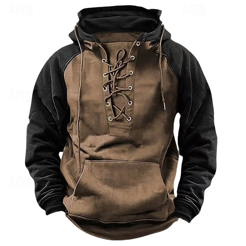 Herren Kapuzensweatshirt Taktischer Kapuzensweatshirt Weinrot Schwarz Armeegrün Marineblau Khaki Mit Kapuze Einfach Schnürung Reißverschluss Farbblock Sport & Outdoor Lässig Täglich Streetwear Cool 2025 - $17.99 –P2