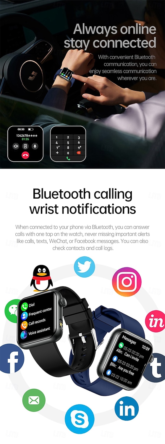 iMosi TK50 Relógio inteligente 1.72 polegada Relógio inteligente Bluetooth Monitoramento de temperatura Podômetro Aviso de Chamada Compatível com Android iOS Feminino Masculino Chamadas com Mão Livre de 2025 por $48.99 –P12