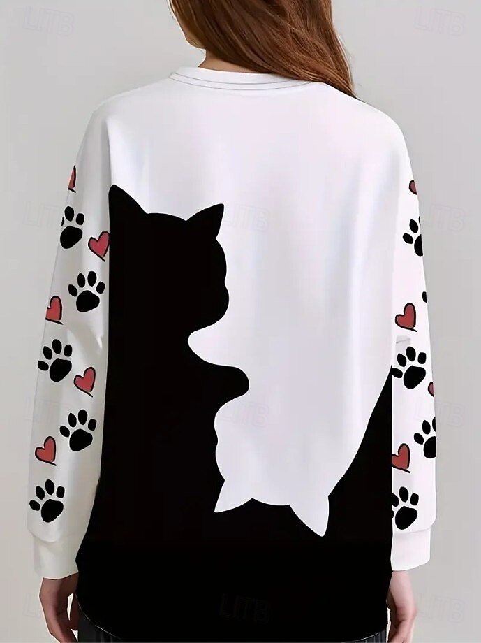 Naisten Pullover-huppari Kuvitettu Tribaali Abstrakti Muoti Vapaa-aika Pitkähihainen Tiukka pyöreä kaula-aukko Pyöreä kaula-aukko Tavalliset topit Katu Arkikäyttö Kausaliteetti Painettu Musta 2025 - $24.99 –P2