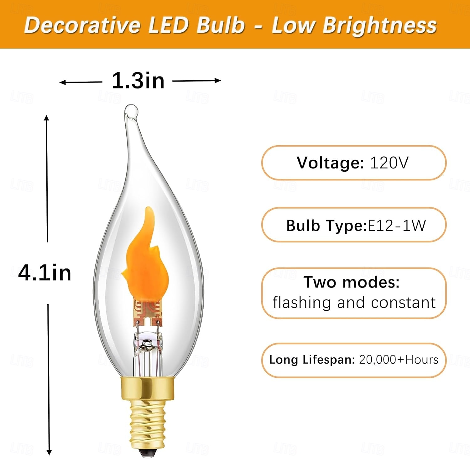 Λάμπα LED με εφέ φλόγας E27 που τρεμοπαίζει, λαμπτήρες κεριού με κρυστάλλινη διαφανή λάμπα κεριού για βάση E27 Edison, 1 συσκευασία 2025 - $16.49 –P6