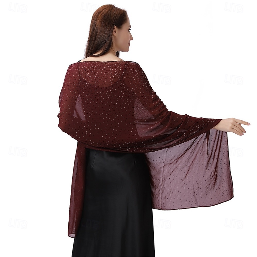 scialli e stole da donna per abiti da sera, scialli in chiffon trasparente con strass scintillanti, copriabiti formali del 2025 a $31.99 –P11