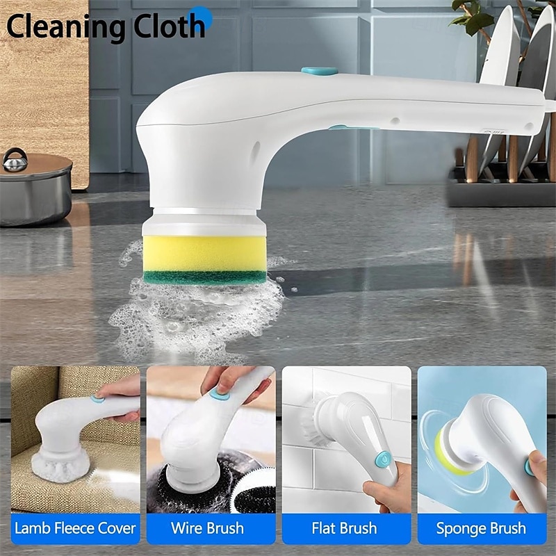 Includes 5 Interchangeable Brush Heads A Portable Rotating Scrubber And A Cordless Handheld Cleaning Brush That Can Be Used In Bathrooms Bathtubs On Wall Tiles Floors And In Kitchens. 2025 - $18.99 –P1
