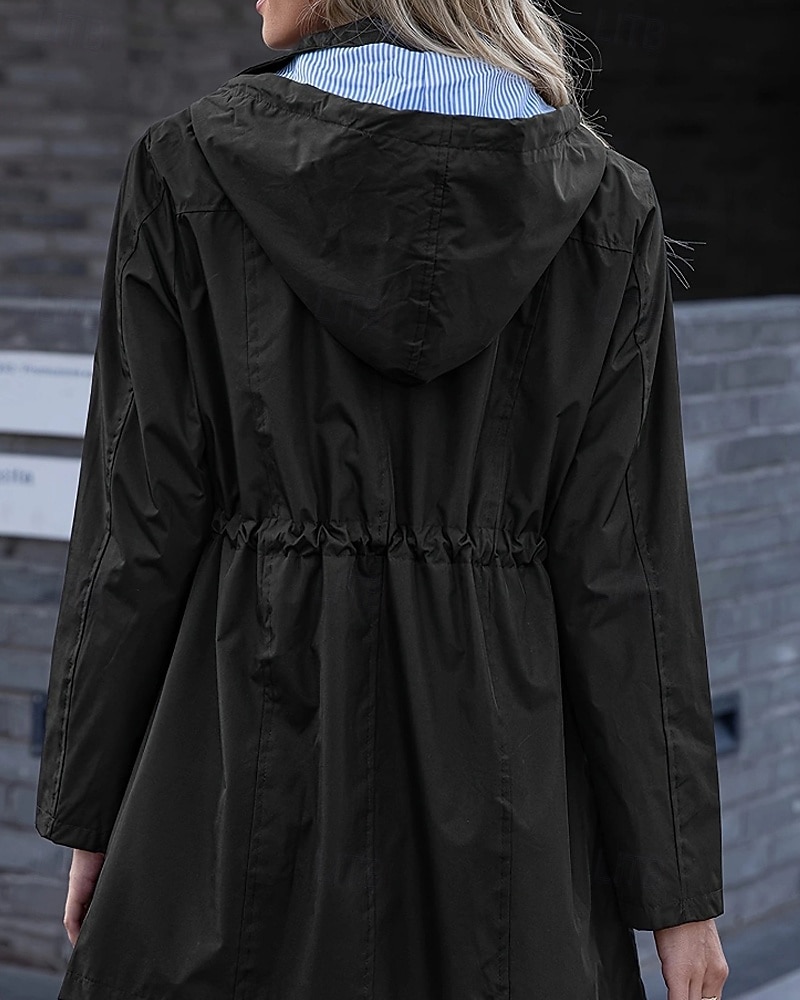 Mulheres Casaco com capuz Jaquetas de chuva impermeáveis Capas de chuva Manter Quente Confortável Zíper Bolsos Ao ar livre Casual Tecido Para Noite Casual / Diário Zíper Padrão Com Capuz Normal Manga de 2025 por $29.99 –P4