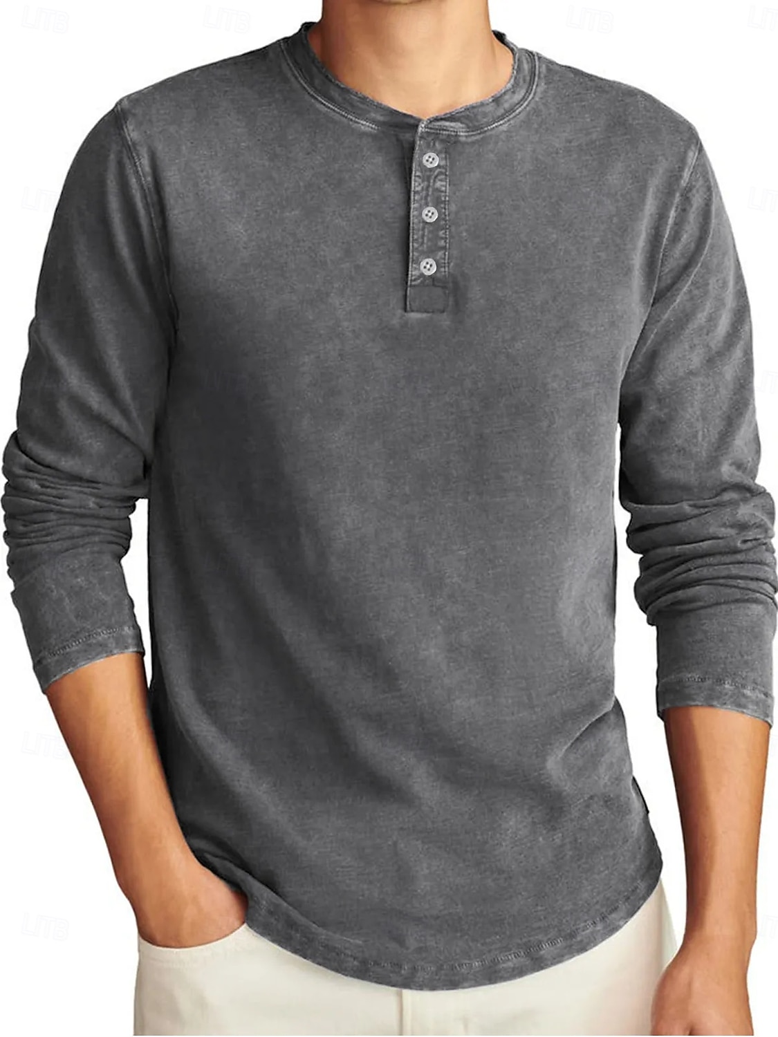 Herren Henley Hemd T-Shirt Langarmshirt Langarm Henley Herbst Winter Retro Mode Designer Nostalgisch Mode Jahrgang Urlaub Straße Ausgehen Marineblau Schwarz Hellgrün Top T-Shirt für Herren 2025 - $29.99 –P6