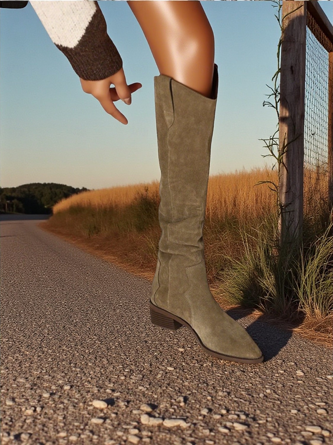 Bottes hautes en daim pour femmes, design ample à mollet large, chaussures de style bohème urbain décontracté pour femmes, chaussures de mode streetwear confortables au quotidien de 2025 ? $42.99 –P2