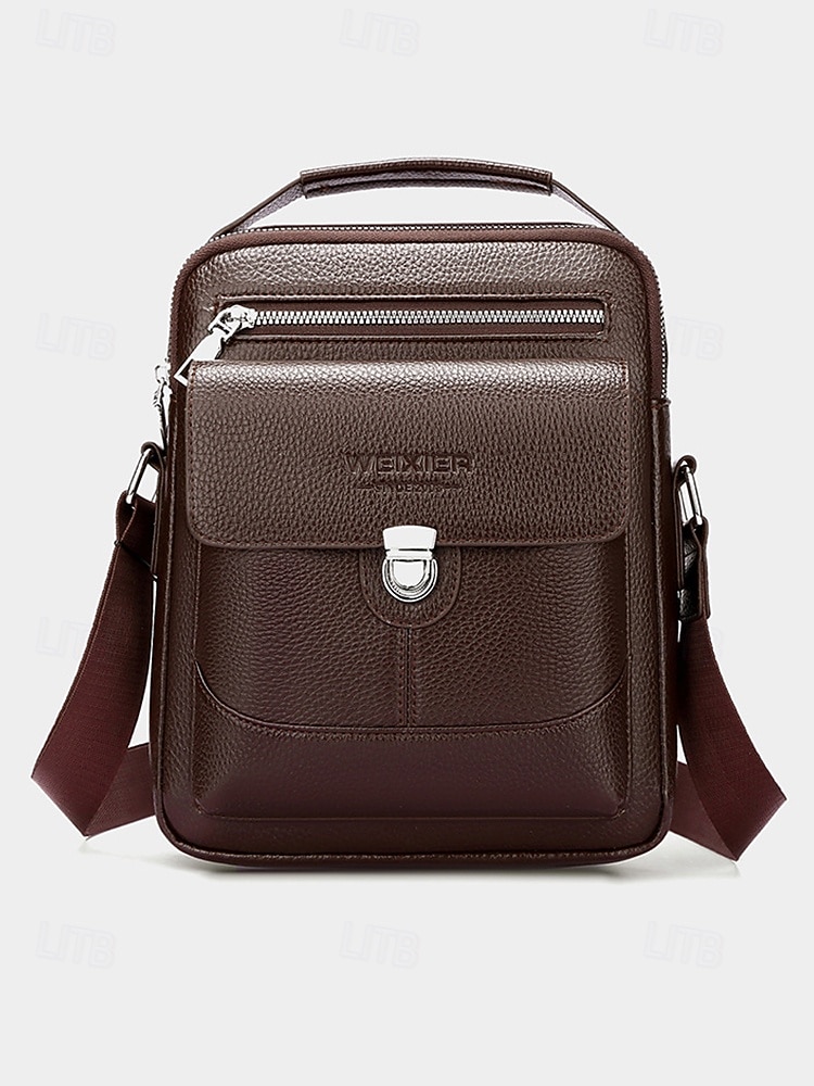 borsa a tracolla da uomo in similpelle effetto ciottolo – borsa a tracolla vintage business-casual, multitasche, tracolla regolabile per lavoro, viaggi e spostamenti quotidiani del 2025 a $19.99 –P5