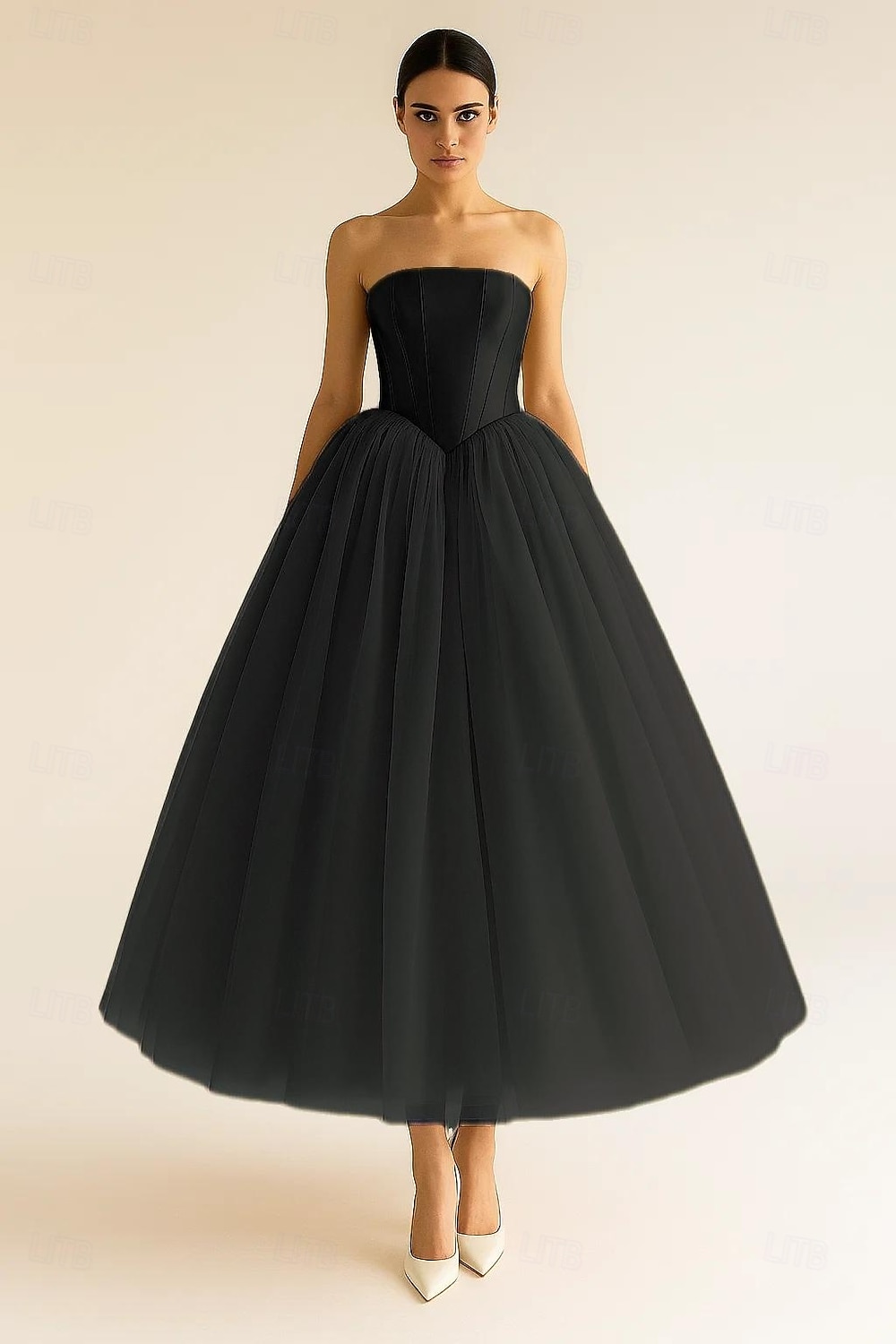 Linha A Vestidos de cocktail Elegante Traje formal Formal Casamento Longuette Sem Manga Sem Alças Tule com Fenda Dupla 2025 de 2025 por $139.99 –P5