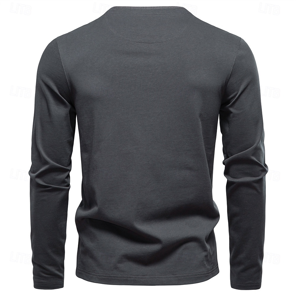 Homme Chemise en coton manche longue Couleur Pleine Frais Quotidien Occasionnel Boutons Henley École Entraînement Extérieur Toutes saisons Gris foncé Blanche Bleu T-shirt Henley de 2025 ? $32.99 –P2